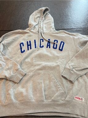Stitches Grey Chicago Cubs Baseball Hoodie Sz 2XL